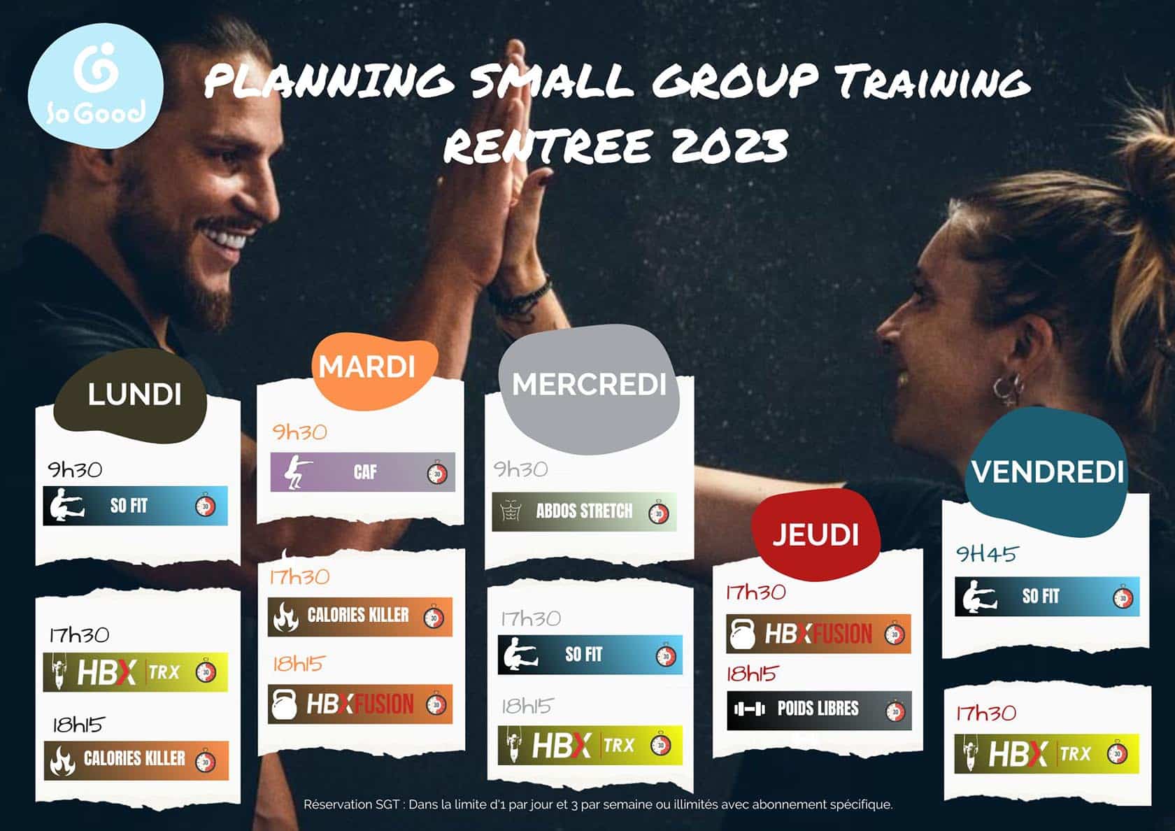 Planning La Sayne small group training de la rentrée 2023