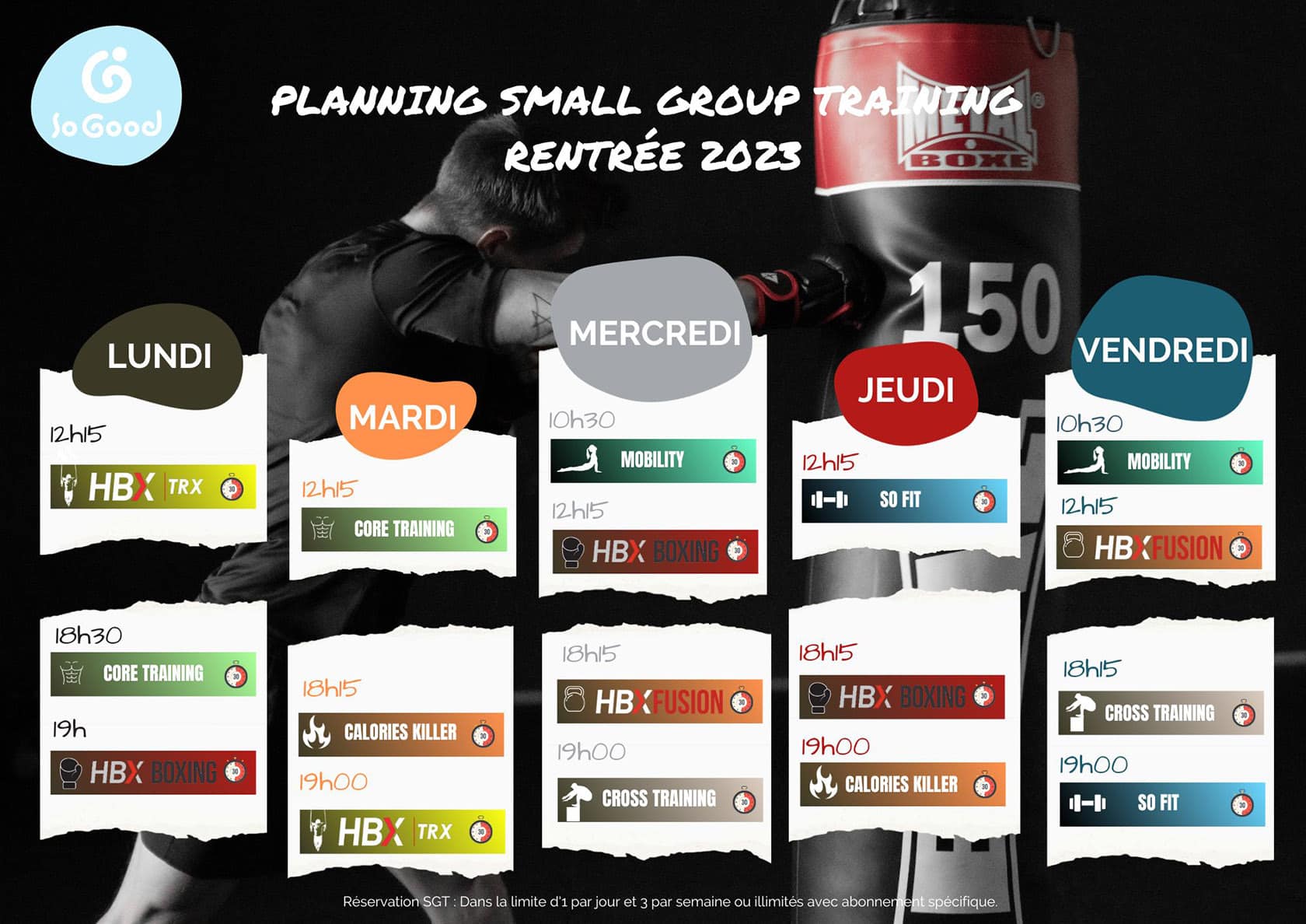 Planning Hyères - Small Group Training - Rentrée 2023/2024
