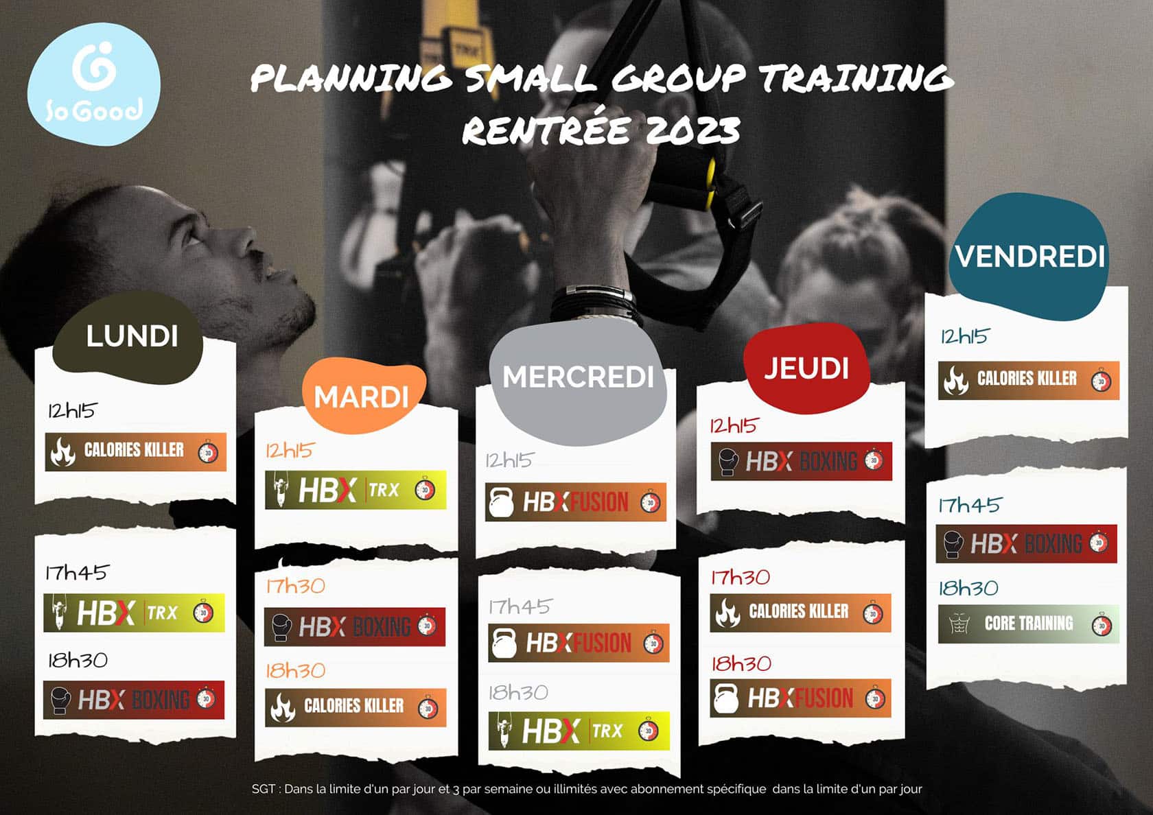Planning Toulon small group training de la rentrée 2023