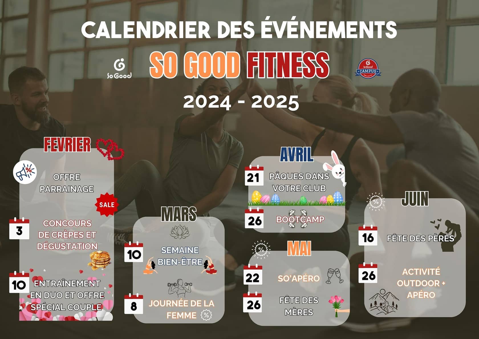 Calendrier des événements 2024/2025 - 1er semestre